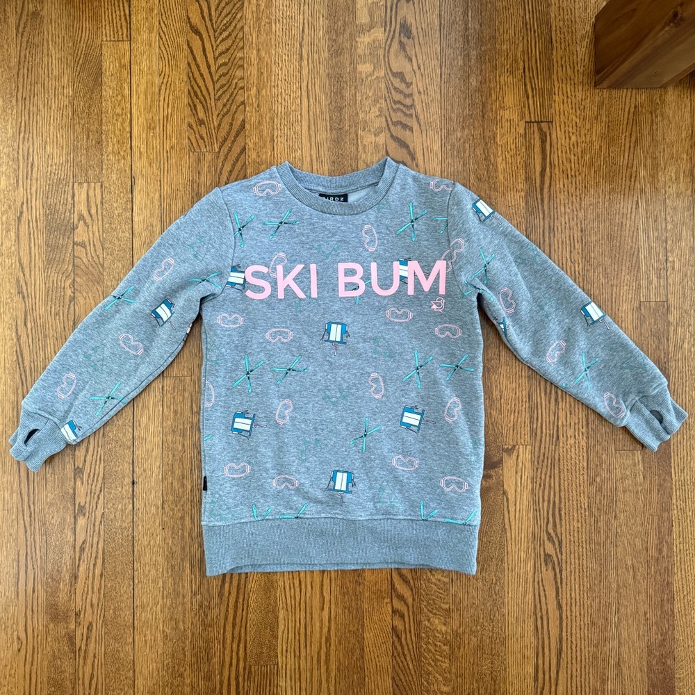 Birdz Kids Grey 'Ski Bum' Graphic Sweatshirt Size: 9